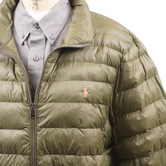 NWT Polo Ralph Lauren Olive Green Puffer Jacket with Small Orange Pony Size XL - Picture 2 of 11